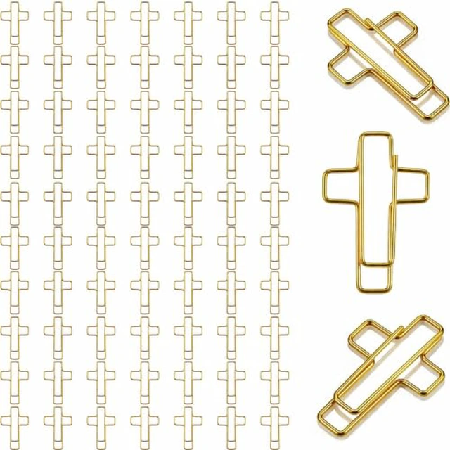 Alt view image 2 of 3 - 50 Pcs Gold Cross Paper Clips - Cross Paper Clips for Bible, Cross Paperclips for Bible Study and Journaling, Versatile for Home and Office Use