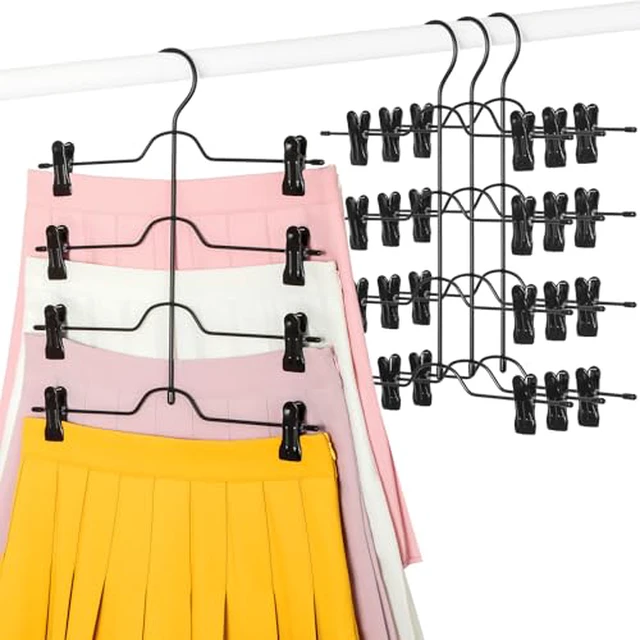 Alt view image 2 of 3 - 4 Tier Metal Skirt Hangers with Clips 80% Space Saving 2 Pack