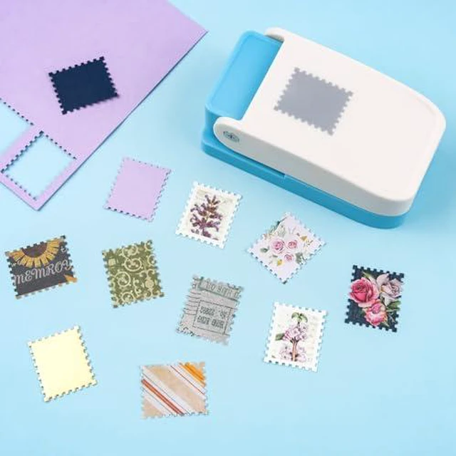 Alt view image 3 of 6 - Stamp Puncher, Stamp Punch, Postage Stamps Punch, 1X0.8inch Rectangular Stamps Cutout Punches, Lever Paper Punches for Crafting, Square Craft Hole Puncher for Paper Crafts DIY Scrapbooking Journaling