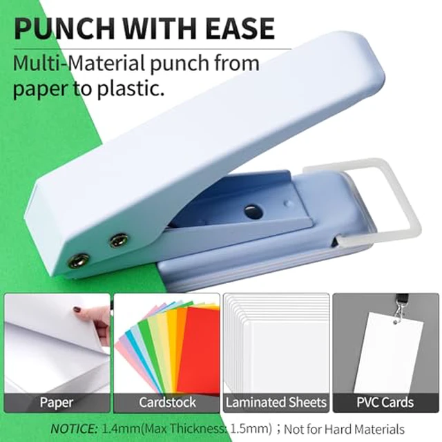 Alt view image 3 of 6 - Hole Punch Heavy Duty, 1/4 in Single Hole Punch for Crafts, One Hole Paper Puncher & Perforadora de Papel, Easy and Smooth Punching for Classroom & Office Tasks, Crafts