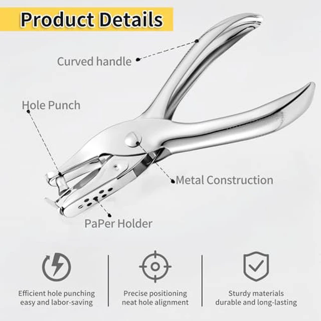 Alt view image 3 of 6 - 2 PCS Hole Punch,1/4 Inch Single Hole Puncher with 8-Sheet Capacity,Durable One Hole Paper Punch,Create Circle Hole Punch for Crafts,Gift Tags,Tickets & Scrapbooks by YUIOASE