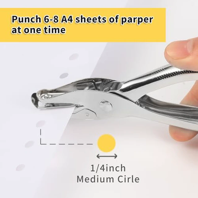 Alt view image 5 of 6 - 2 PCS Hole Punch,1/4 Inch Single Hole Puncher with 8-Sheet Capacity,Durable One Hole Paper Punch,Create Circle Hole Punch for Crafts,Gift Tags,Tickets & Scrapbooks by YUIOASE
