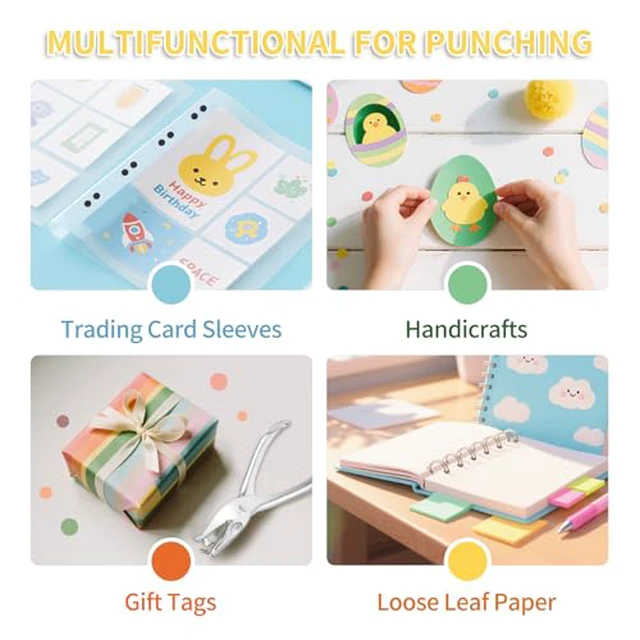 Alt view image 6 of 6 - 2 PCS Hole Punch,1/4 Inch Single Hole Puncher with 8-Sheet Capacity,Durable One Hole Paper Punch,Create Circle Hole Punch for Crafts,Gift Tags,Tickets & Scrapbooks by YUIOASE