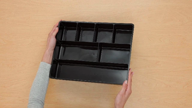 Alt view image 2 of 5 - Extra Deep Desk Drawer Director Tray, Plastic, 11.875 x 15 x 2.5 Inches, Black
