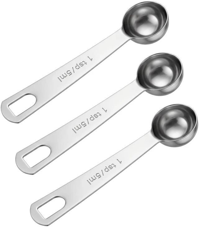 Main image of 3 Pcs Teaspoons Measuring Spoon, 5 mL | 1 Tsp | 1/3 Tablespoon | Stainless Measuring Spoons for Kitchen Tea Soup Ingredients