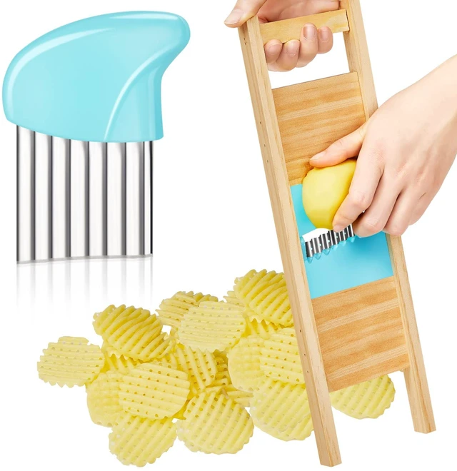 Main image of 2 Pcs Wave Waffle Crinkle Cutter Set, Blue