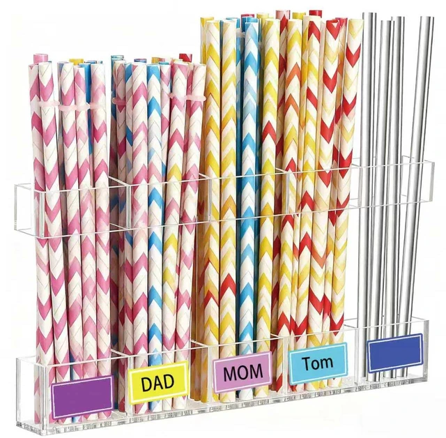 Main image of Holder for Cabinet Door, Acrylic Straw Organizer Storage for Kitchen, 9.5'' Large Tumbler Straw Dispenser for Counter/Cupboard, Kitchen Accessories Container with Strong Adhesion, Split Design