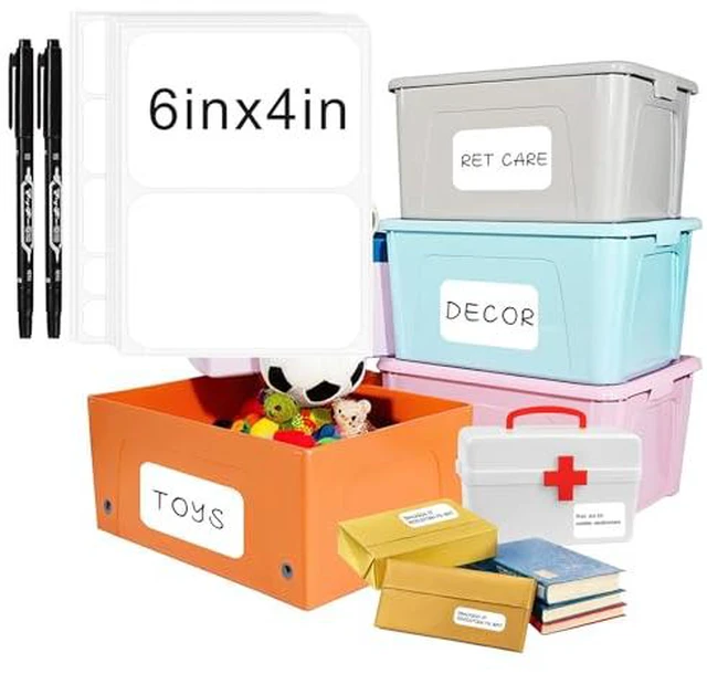 Alt view image 2 of 2 - 160 Pcs Storage Bin Labels with Marker, Removable No Residue Tear Resistant Matte White Blank Labels, Three Sizes for Home School Business Organization (3 Sizes)