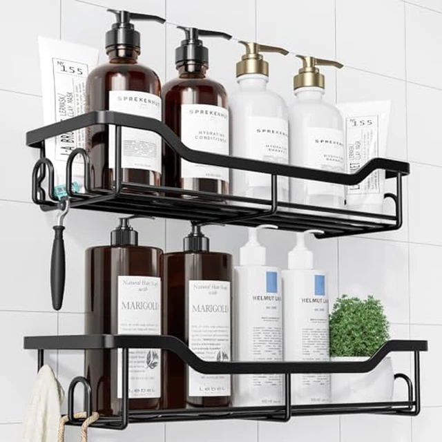 Alt view image 2 of 5 - Shower Caddy, Adhesive Shower Organizer, Large, Black