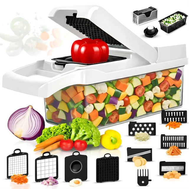 Main image of Vegetable Chopper with Container High Grade Stainless Steel & ABS