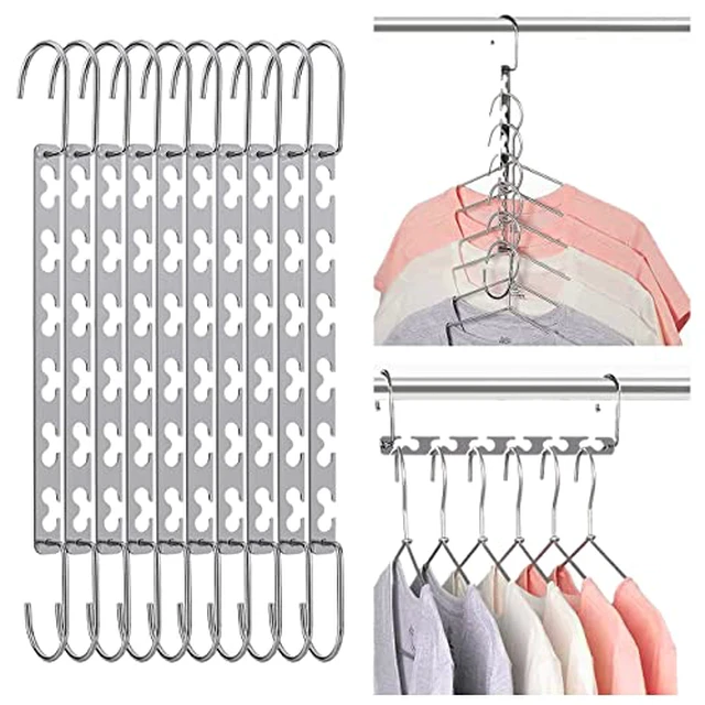 Alt view image 2 of 2 - Saving Hangers, Shirt Hanger, Metal Hangers for Clothes, Space Saver for Hanging Clothes, Sturdy Metal Wardrobe Organizer, Pack of 10