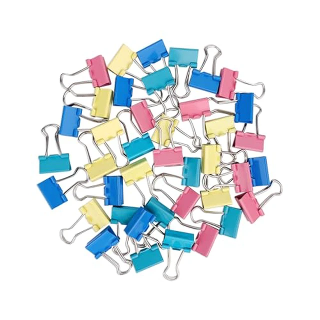 Alt view image 2 of 2 - 40-Pack Mini Binder Clips in 4 Colors (Blue, Yellow, Red, Green), 15mm/0.6-Inch Small Paper Clips for Home, School, Office and Business