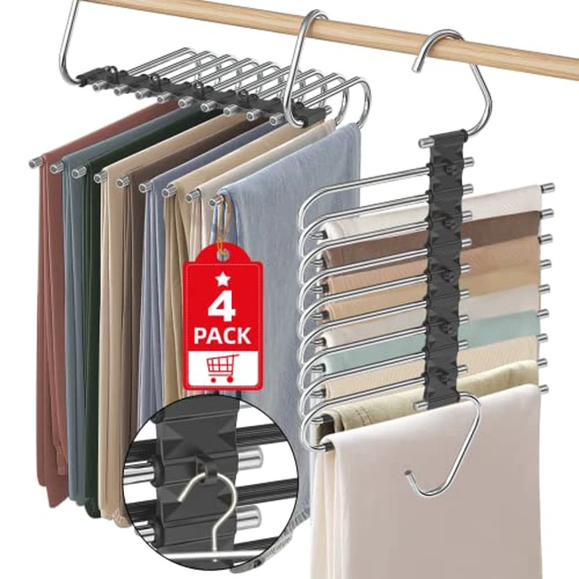 Alt view image 4 of 5 - Upgrade 9 Layers Pants Hanger Space Saving Non-Slip Closet Organizer 2 Pack