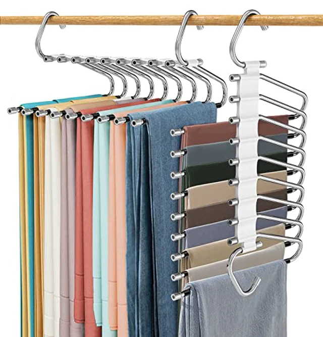 Alt view image 5 of 5 - Upgrade 9 Layers Pants Hanger Space Saving Non-Slip Closet Organizer 2 Pack