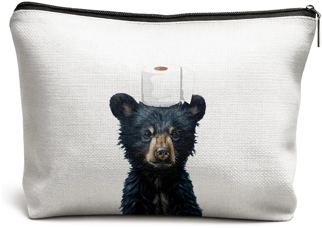 Main image of Black Bear Makeup Bag, Bear Lover Gifts Cosmetic Toiletry Bags for Women, Gifts for Animal Lovers, Funny Wild Animal Makeup Zipper Pouch