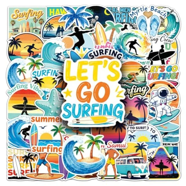Alt view image 2 of 6 - Go Surfing Stickers |50Pcs Summer Water Sports Waterproof Vinyl Decals