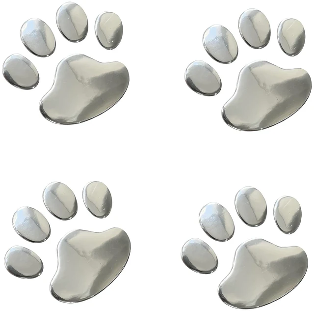 Main image of LZLRUN 4PCS Silver 3D Chrome Dog Paw Footprint Car Decoration Sticker