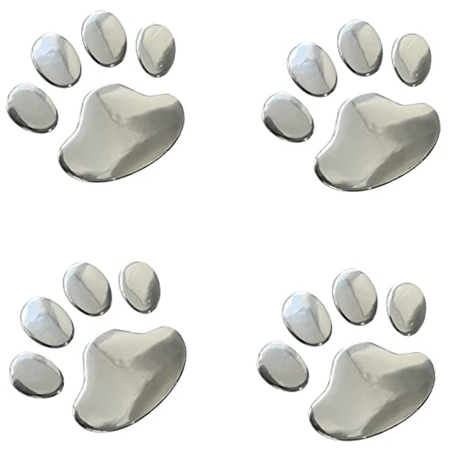 Alt view image 2 of 4 - LZLRUN 4PCS Silver 3D Chrome Dog Paw Footprint Car Decoration Sticker