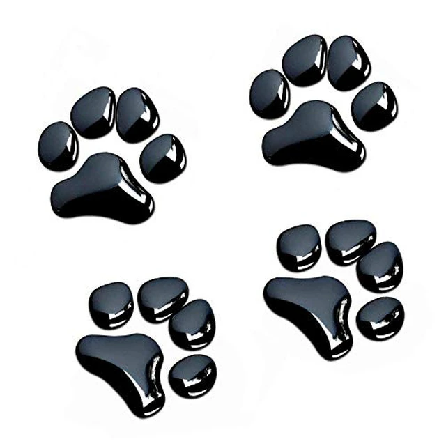 Alt view image 3 of 4 - LZLRUN 4PCS Silver 3D Chrome Dog Paw Footprint Car Decoration Sticker