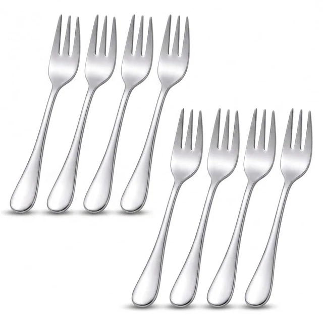 Main image of 5.4 Inch Small Stainless Steel Dessert Forks,Set of 8 Metal Appetizer Forks