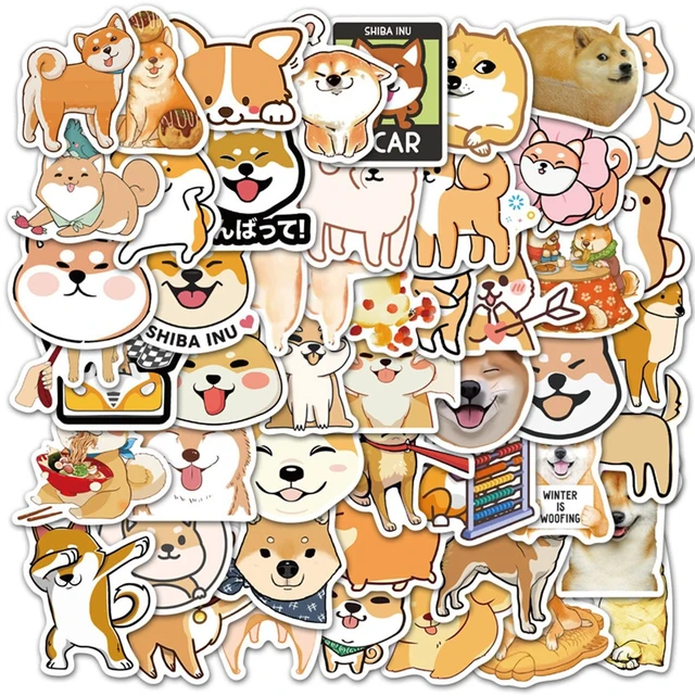 Main image of Dog Stickers Decals for Laptops,50 Pcs Cute Funny Fancy Shiba Inu Akita Dogs Waterproof Vinyl Sticker,Water Bottle Phone Skateboard Stickers for Kids,Teens,Adults