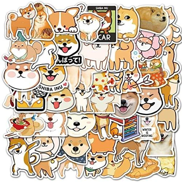 Alt view image 2 of 4 - Dog Stickers Decals for Laptops,50 Pcs Cute Funny Fancy Shiba Inu Akita Dogs Waterproof Vinyl Sticker,Water Bottle Phone Skateboard Stickers for Kids,Teens,Adults