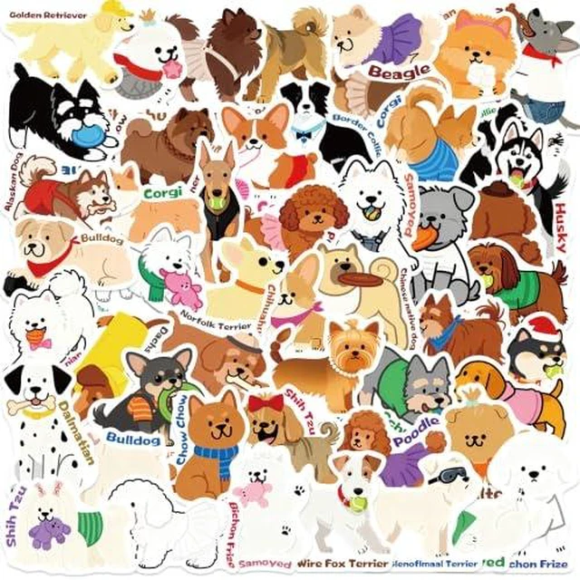 Alt view image 4 of 4 - Dog Stickers Decals for Laptops,50 Pcs Cute Funny Fancy Shiba Inu Akita Dogs Waterproof Vinyl Sticker,Water Bottle Phone Skateboard Stickers for Kids,Teens,Adults