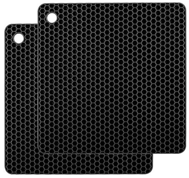 Alt view image 2 of 3 - Silicone Non-Slip, Heat Resistant & Water-Trapping Trivet Mats for Hot Pots & Pans & Dishes & Cookware, Multipurpose Kitchen Table Coaster, 7.1 Inch, 2 Pcs, Black