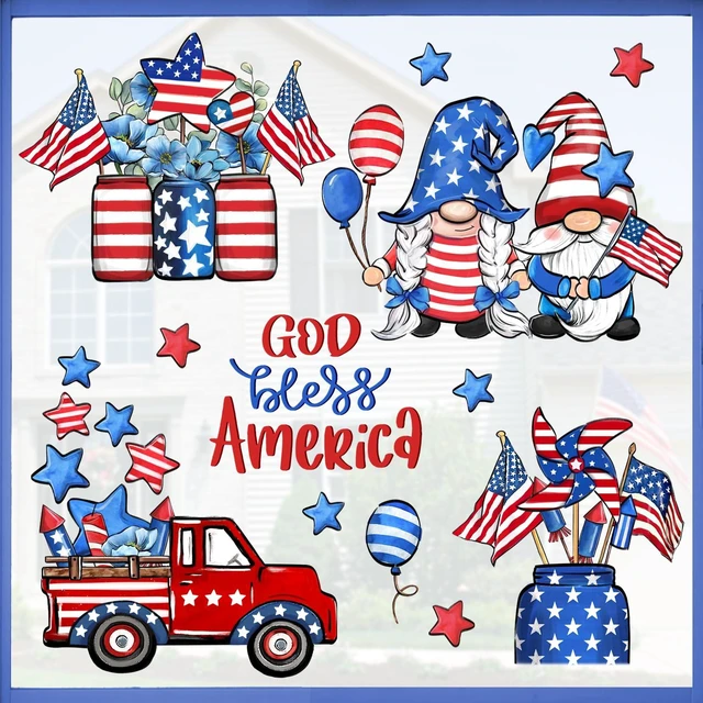 Main image of Mfault 4th of July God Bless America Patriotic Window Clings 4 Sheets