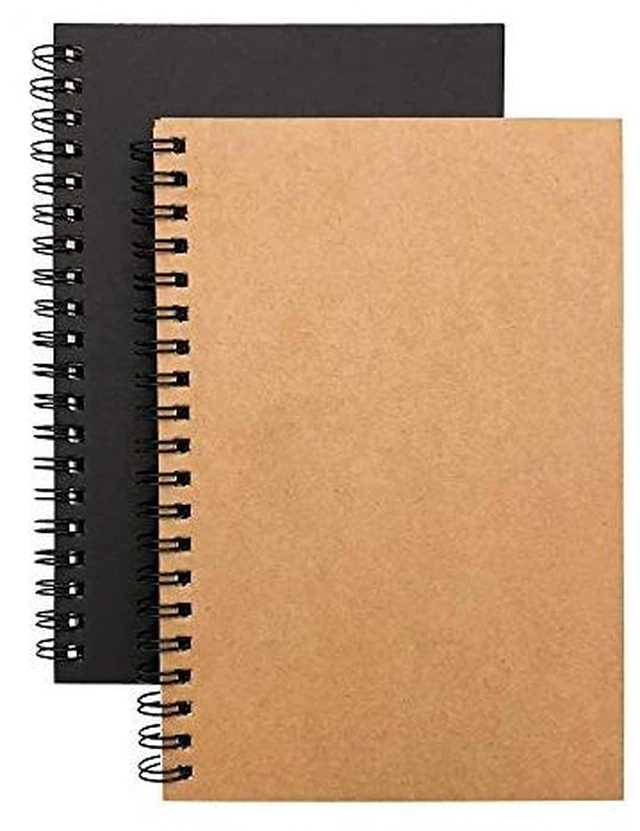Alt view image 2 of 3 - Soft Cover Spiral Notebook Journal 2-Pack, Blank Sketch Book Pad, Wirebound Memo Notepads Diary Notebook Planner with Unlined Paper, 100 Pages/ 50 Sheets, 7Inchx 4.75Inch (Brown and Black)