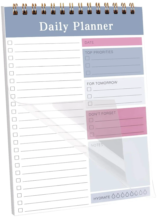 Main image of 30 Sheets Undated Daily Planner Memo Pad, 5.1x7.8 Inch To Do List Notebook, Multiple Functional Checklist Notepads for Office, School and Home (Blue)