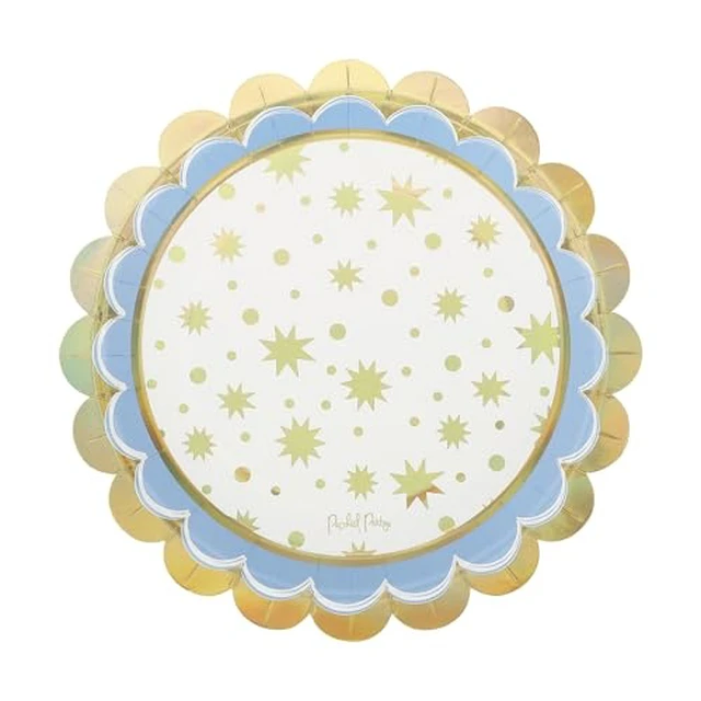 Alt view image 2 of 6 - Packed Party Gold Stars 8-Count Paper Dinner Plates