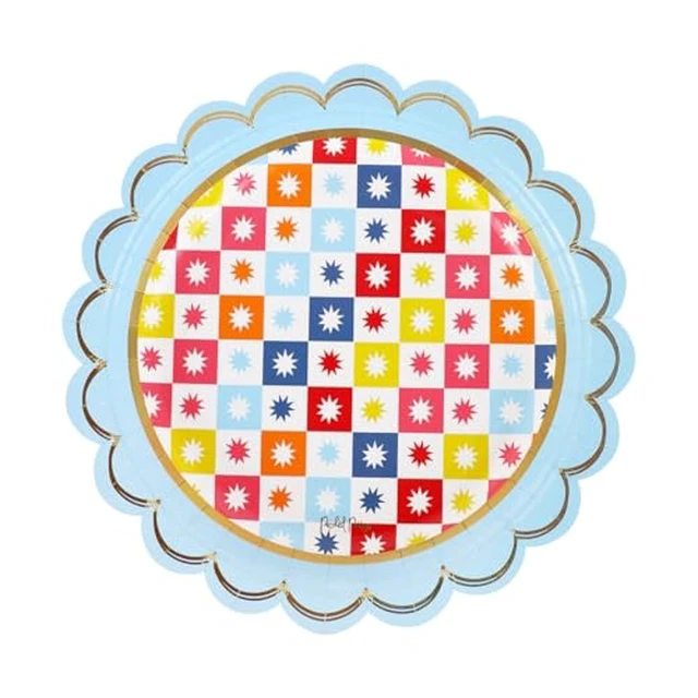 Alt view image 4 of 6 - Packed Party Gold Stars 8-Count Paper Dinner Plates