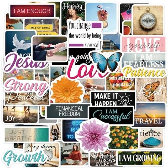 Alt view image 2 of 6 - 50 Pcs Lifestyle Photo Quote Vinyl Stickers