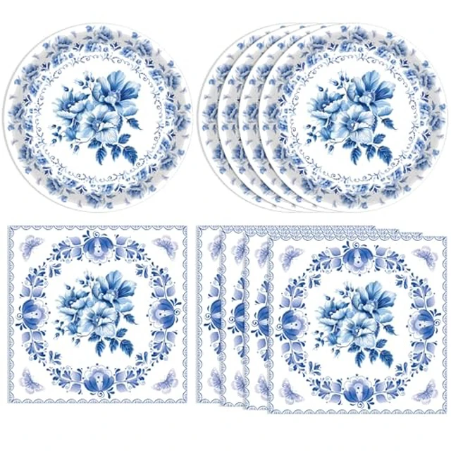 Alt view image 4 of 6 - 40 PCS Boho Baby Shower Decorations Bohemian Theme Disposable Tableware Set Gender Neutral Baby Shower Decorations Baby Paper Plates Napkins for Girl Boy