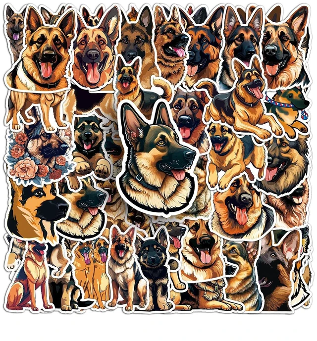 Main image of 50Pcs German Shepherd Dog Stickers, Kids Teens Adults Dog Vinyl Laptops Decals for Water Bottle Luggage Phone Skateboard, Durable Decorate Bumper Mini Stickers (50Pcs German Shepherd Dog)