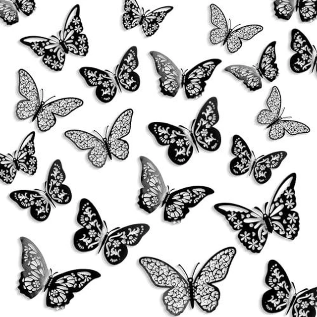 Alt view image 2 of 6 - Crosize 48 Pcs Gold 3D Butterfly Decorations, 4 Styles 3 Sizes, Butterfly Wall Decor, Party Decorations, Butterflies for Crafts, Bouquet, Cake Decorating, Flower Arrangements, Room Decor
