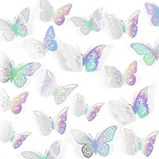 Alt view image 5 of 6 - Crosize 48 Pcs Gold 3D Butterfly Decorations, 4 Styles 3 Sizes, Butterfly Wall Decor, Party Decorations, Butterflies for Crafts, Bouquet, Cake Decorating, Flower Arrangements, Room Decor