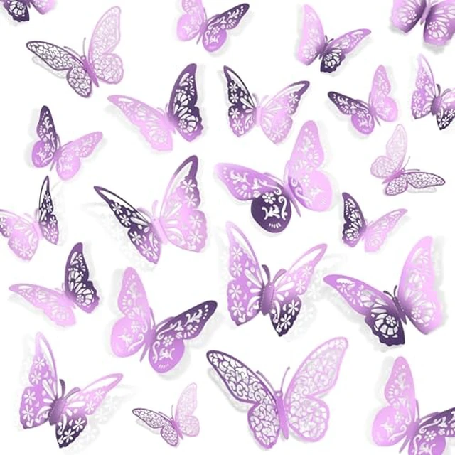 Alt view image 6 of 6 - Crosize 48 Pcs Gold 3D Butterfly Decorations, 4 Styles 3 Sizes, Butterfly Wall Decor, Party Decorations, Butterflies for Crafts, Bouquet, Cake Decorating, Flower Arrangements, Room Decor
