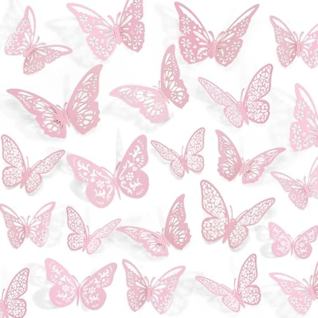 Alt view image 6 of 6 - 48 Pcs Silver Butterfly Decorations, 4 Styles 3 Sizes