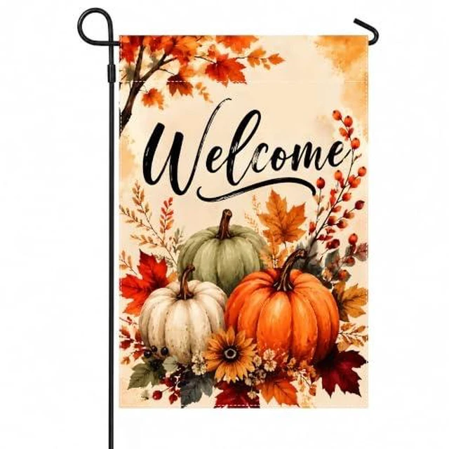 Alt view image 2 of 6 - Fall Decor - Fall Pumpkin Welcome Garden Flag | Thanksgiving Decorations
