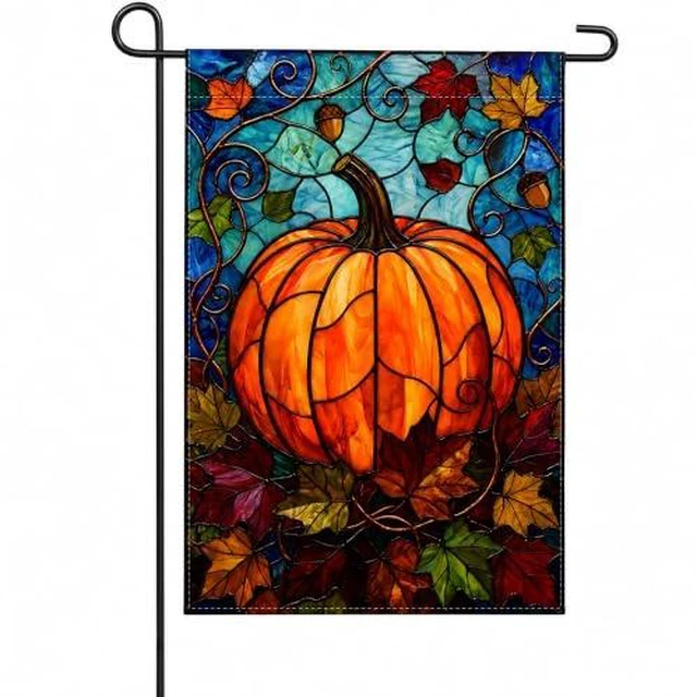 Alt view image 5 of 6 - Fall Decor - Fall Pumpkin Welcome Garden Flag | Thanksgiving Decorations