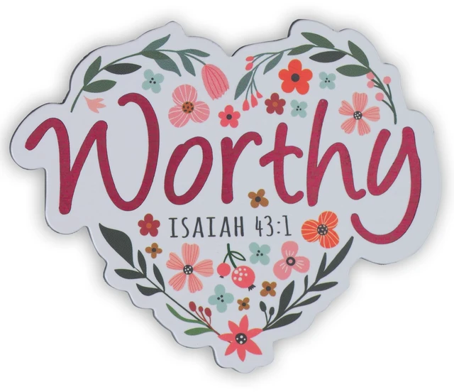 Main image of Christian Art Gifts Inspirational Refrigerator Scripture Magnet for Women & Girls with Bible Verse: Worthy - Isaiah 43:1 Heart Floral Themed Fridge Magnet, Home & Kitchen Decorations, Size 3&#
