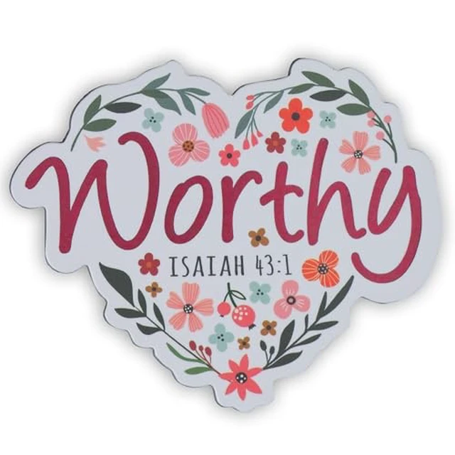 Alt view image 2 of 6 - Christian Art Gifts Inspirational Refrigerator Scripture Magnet for Women & Girls with Bible Verse: Worthy - Isaiah 43:1 Heart Floral Themed Fridge Magnet, Home & Kitchen Decorations, Size 3&#