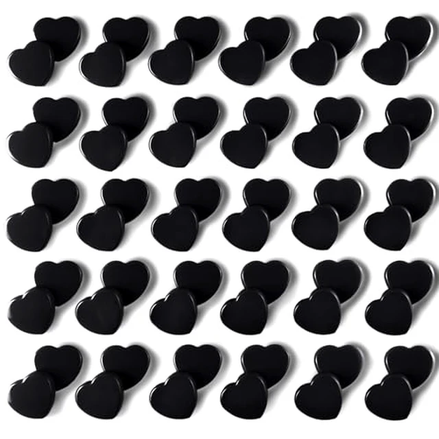Alt view image 4 of 5 - Fridge Magnets - 20PCS Cute Refrigerator Magnets, Decorative Mini Strong Magnets for Whiteboard, Locker, Photo & Map - Black Small Heavy Duty Magnet for Home Office School Kitchen (Heart)