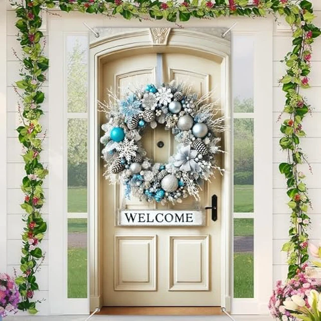 Alt view image 4 of 6 - BlissYard Christmas Door Cover Snowman Pinecone 35x71 Inch Polyester