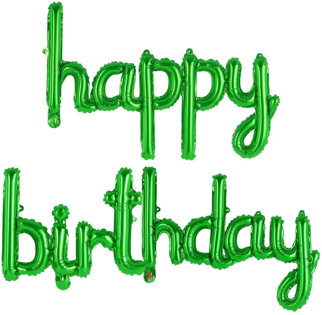 Main image of Happy Birthday Balloons Banner Foil Letters Balloons Connected, Personalized Birthday Signs for Women Men Boys Girls Birthday Party Decorations, Small Green