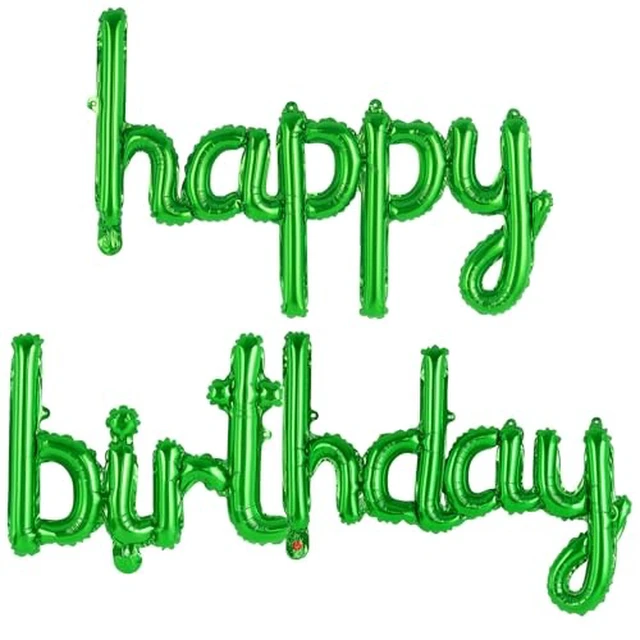 Alt view image 2 of 6 - Happy Birthday Balloons Banner Foil Letters Balloons Connected, Personalized Birthday Signs for Women Men Boys Girls Birthday Party Decorations, Small Green