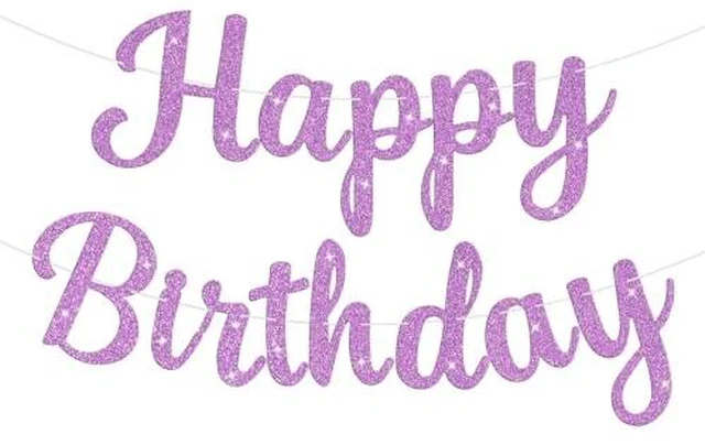 Alt view image 2 of 6 - Glitter Happy Birthday Banner Sign Birthday Garland Wall Door Banners Flag for Women Men Boys Girls Party Backdrop Decorations Light Purple