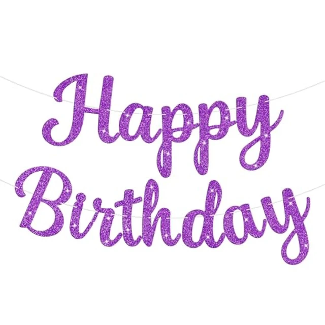 Alt view image 6 of 6 - Glitter Happy Birthday Banner Sign Birthday Garland Wall Door Banners Flag for Women Men Boys Girls Party Backdrop Decorations Light Purple